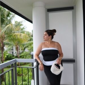 LSpace Black and White Strapless Maxi Set
